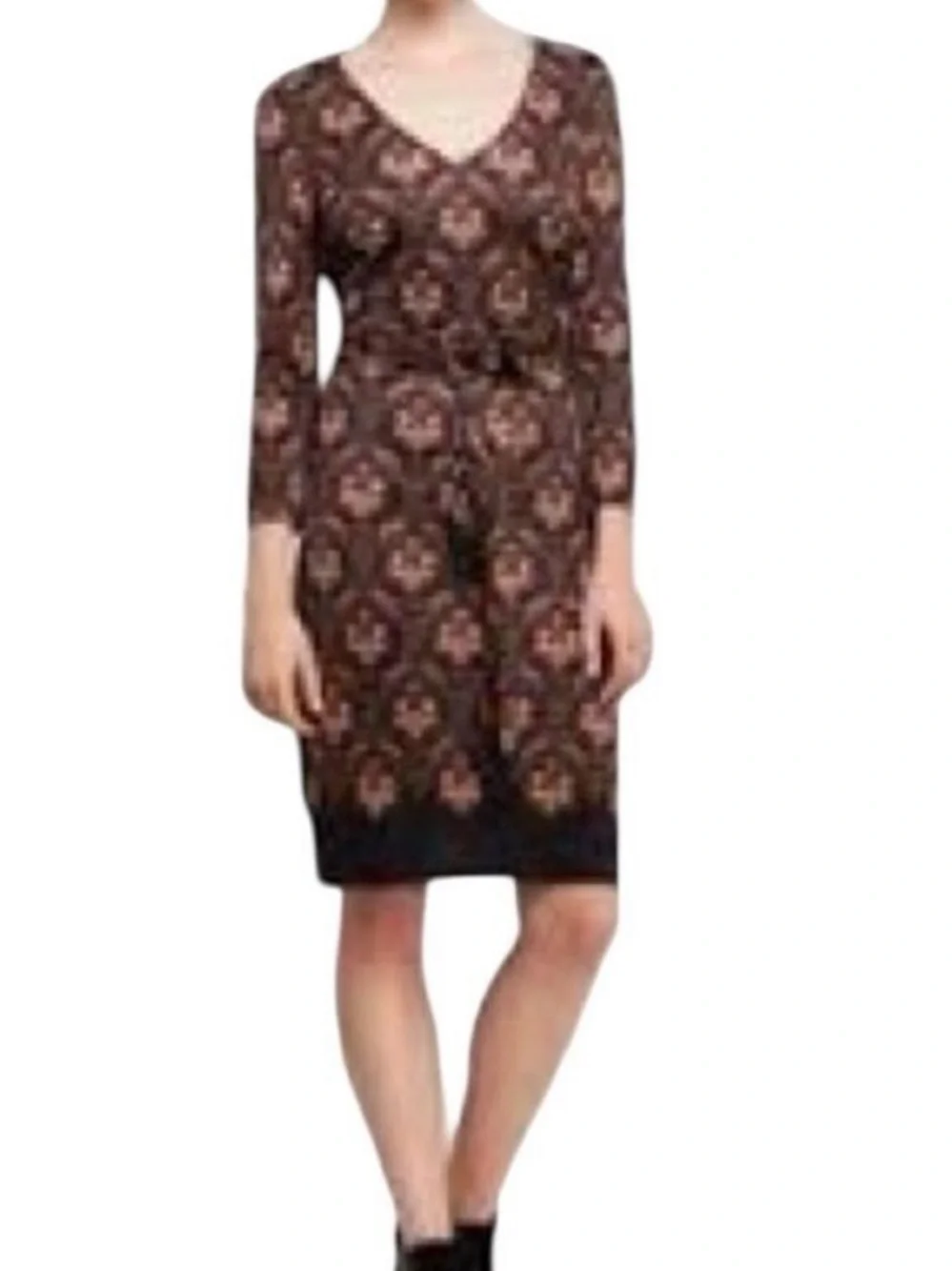 Tory Burch Silk Jersey Long Sleeve Paisley Sheath Dress Medium EUC‎